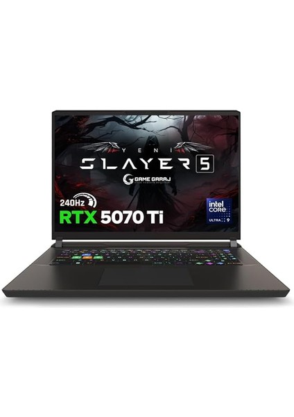 Garaj Slayer5 9XL-5070TI C1 Intel Ultra 9 275HX 32GB Ram 1tb SSD RTX5070TI 17" 240Hz Qhd+ Freedos Gaming Laptop