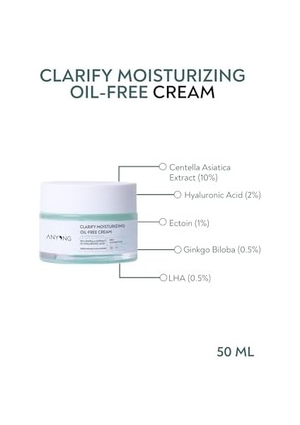 Anyong Sakinleştirici ve Nemlendirici Yağ Içermeyen Krem 50 ml (Centella Özü & Hyalüronik Asit)-Yağlı Cilt modelleri