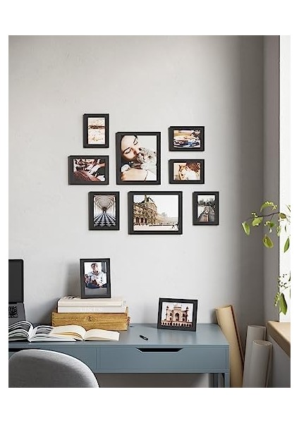 Resim Çerçevesi Seti 10&apos;lu, 20 x 25 cm Boyutunda 2 Fotoğraf, 13 x 18 cm Boyutunda 4 Fotoğraf, 10 x 15 cm Boyutunda 4 Fotoğraf, Siyah modelleri