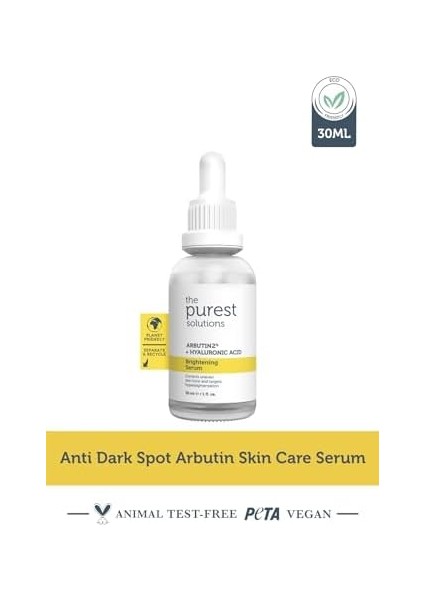 The Purest Solutions, Leke Karşıtı ve Leke Görünümü Azaltıcı Arbutin Cilt Bakım Serumu 30 ml (Arbutin%2 + Hyaluronic Acid)
