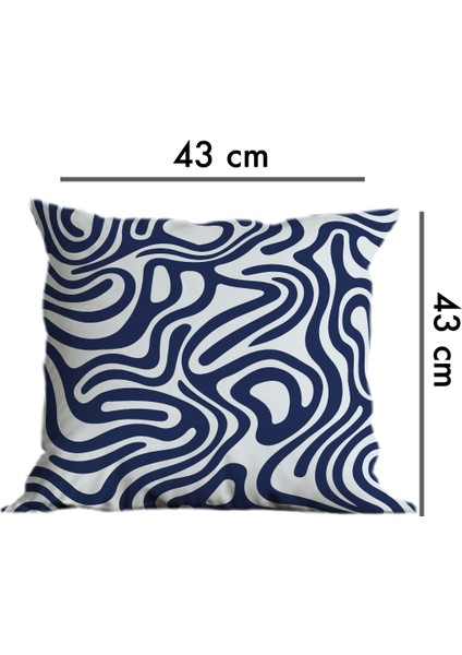 Lacivert Beyaz Çift Taraf Dijital Baskı 4'lü Yastık Kılıfı Kırlent Kılıf, Amerikan Servis Runner Set fırsatları