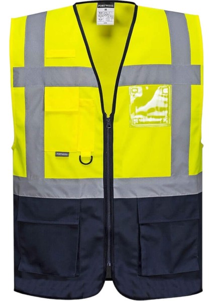 C 476 Reflektörlü Mühendis Yeleği (Sarı/lacivert)