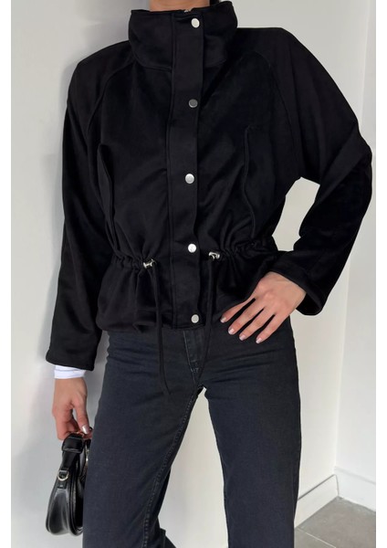 Kadın Bel Lastikli Süet Ceket P-00018946