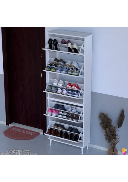Varbi Umay Kapı Önü 72X205X26 Cm’ Lik 5 Düşer Kapak 10 Göz Bölme Ayakkabılık