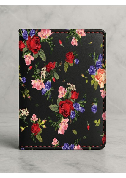 Ruhsat Koruyucu Baskılı Kart Bölmeli Siyah Vinlex Deri Ruhsat Kabı Kılıfı Arka Bahçem