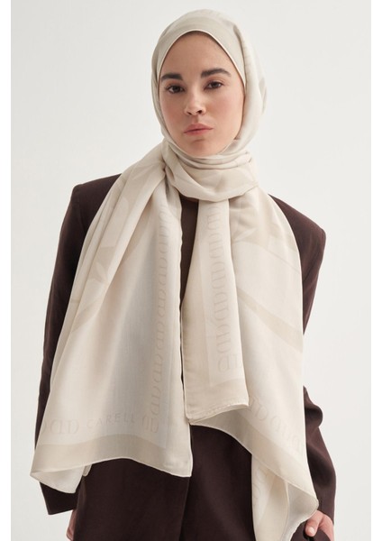 Aura Monogram Floş Şal Krem