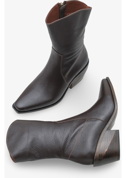 Skaye Kadın Hakiki Deri Western Bot - Kahve fırsatları