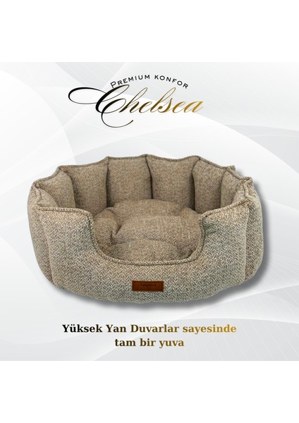 Chelsea Premium Konfor Kedi ve Köpek Yatağı– Yumuşak Dokulu, Yüksek Yan Duvar, Makinede Yıkanabilir fiyatları