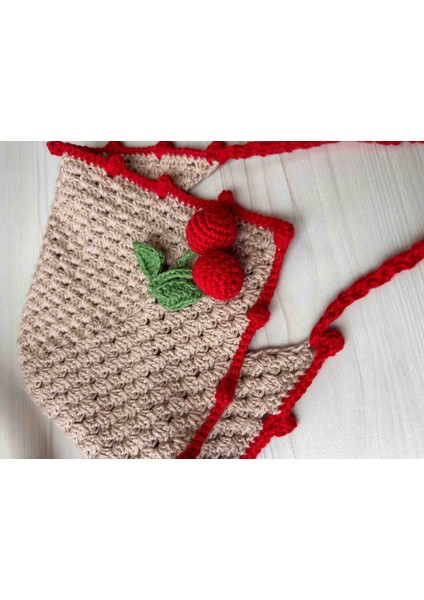 El Yapımı Zarafet: Krem Bej Kiraz Detaylı Tığ Işi Bandana, Örgü Saç Aksesuarı modelleri