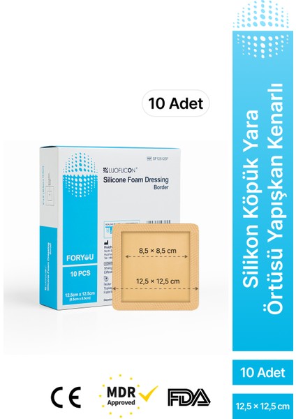Yapışkan Kenarlı Yumuşak Silikonlu Yara Örtüsü – Su Geçirmez, Hava Geçirir, Hızlı Iyileşme ve Koruma (10’lu Paket)
