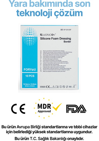 Yapışkan Kenarlı Yumuşak Silikonlu Yara Örtüsü – Su Geçirmez, Hava Geçirir, Hızlı Iyileşme ve Koruma (10’lu Paket)