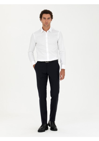 Erkek Lacivert Slim Fit Yün Karışımlı Kumaş Pantolon 50277428-VR033 modelleri
