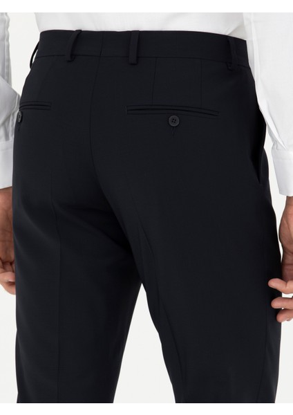 Erkek Lacivert Slim Fit Yün Karışımlı Kumaş Pantolon 50277428-VR033