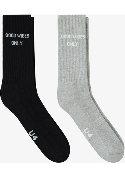 Unıted4 Core Erkek Gri/siyah 2'li Çorap