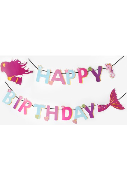 Lila Deniz Kızı Temalı Happy Birthday Banner