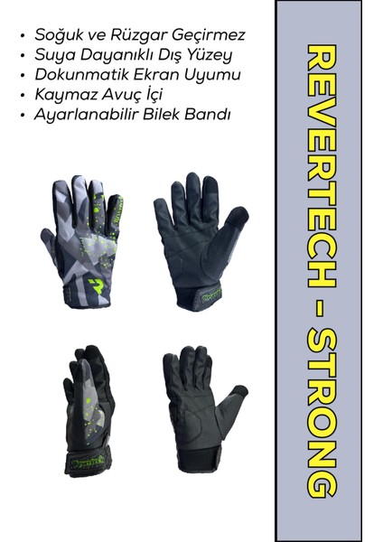 Revertech Strong Green Drops / Su ve Rüzgar Geçirmez Kışlık Motosiklet Eldiveni