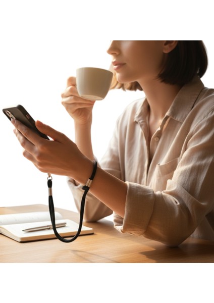 Tüm Kılıflara Uyumlu Siyah Telefon El Askısı