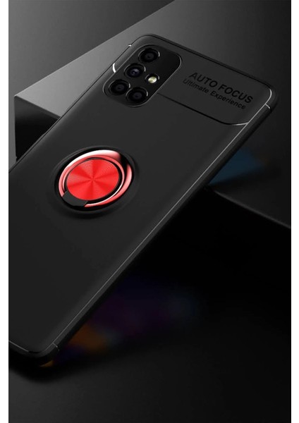 CPT16 Samsung Galaxy M51 Kılıf Range Yüzüklü Silikon - Siyah-Kırmızı fiyatları