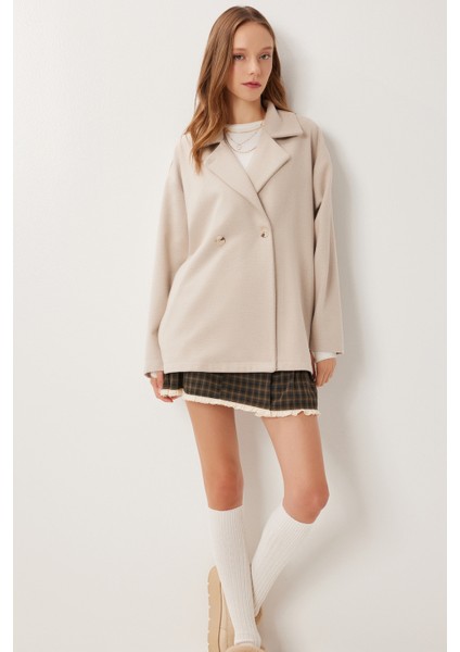 Oversize Kruvaze Kaşe Kaban LZV0038 Taş fiyatları