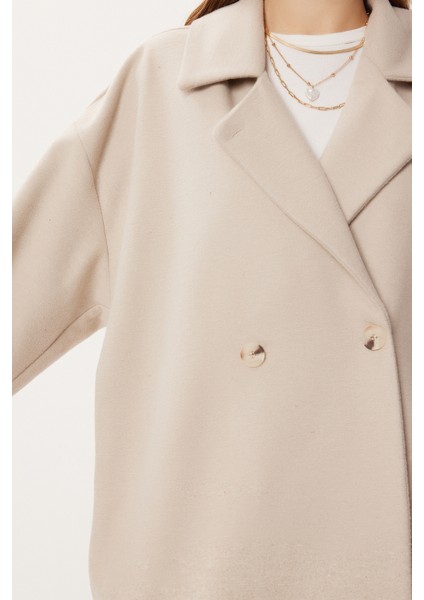 Oversize Kruvaze Kaşe Kaban LZV0038 Taş modelleri