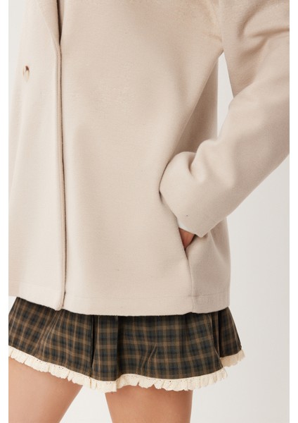 Oversize Kruvaze Kaşe Kaban LZV0038 Taş fırsatları