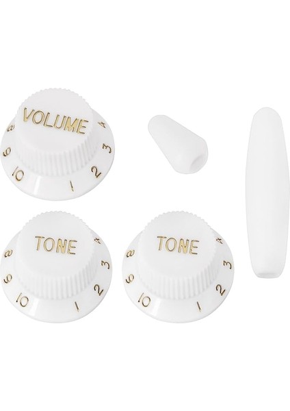 Beyaz Düğme Seti, Anahtar Ucu Seti, 2 Ton, 1 Ses Şiddeti Seti, Fender ile Uyumlu, Stratocaster Gitarlar, E Gitarlar ile Uyumlu, St Tarzında