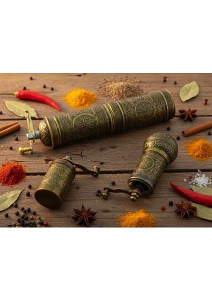 Ludıa Zamak Metal Antik Renk 3 Lü Set Karabiber,kahve,çörek Otu El Değirmeni Öğütücü Grinder S2