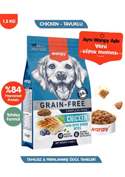 Tahılsız Tavuklu Yetişkin Köpek Maması Yüksek Dengeli 1,5 kg