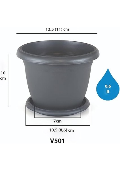 V501 Villa Saksı Set No: 1 0,6 Litre, 12,6 Cm, Kiremit fiyatları