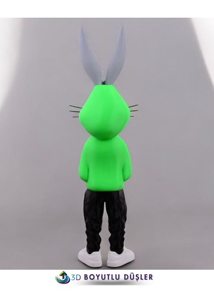 👉 3D Baskı TAVŞAN Figürü 36 cm | El Yapımı Yeşil Kapşonlu Dekoratif Figür fiyatları