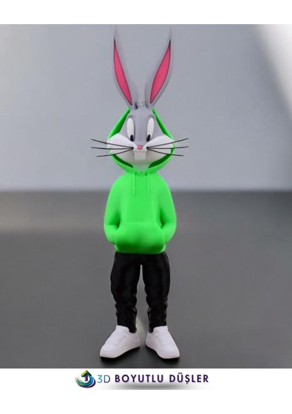 👉 3D Baskı TAVŞAN Figürü 36 cm | El Yapımı Yeşil Kapşonlu Dekoratif Figür modelleri