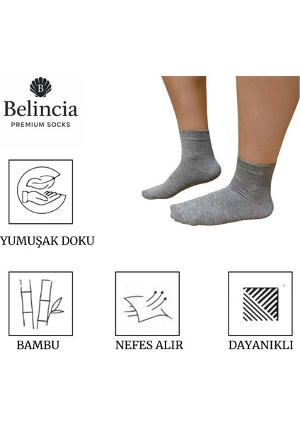 Bambu Kadın Çorap Gri Dikişsiz Yarım Konç 6'lı Paket fiyatları
