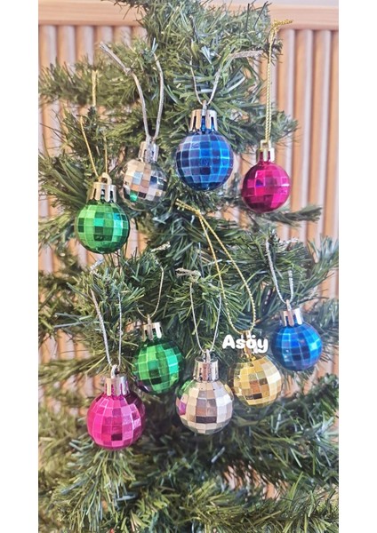 Yılbaşı Çam Ağacı Süsü Karışık Renk Top Parlak Görünümlü Küre Süs 3 cm 9 Adet