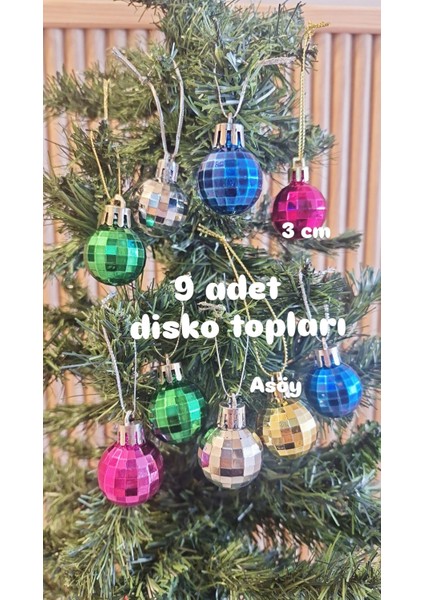 Yılbaşı Çam Ağacı Süsü Karışık Renk Top Parlak Görünümlü Küre Süs 3 cm 9 Adet fiyatları