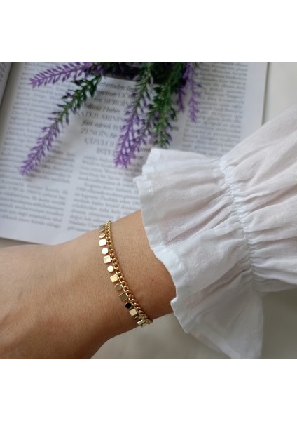 Pullu, Sallantılı 14K Altın Rengi Premium Kaplama Kadın Bileklik fiyatları