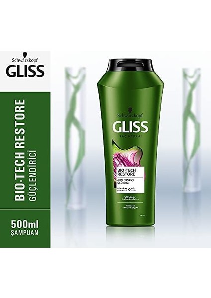 Gliss Bio-Tech Restore Güçlendirici Şampuan - Kök Hücre Kompleksi ve Gül Suyu ile 500 ml