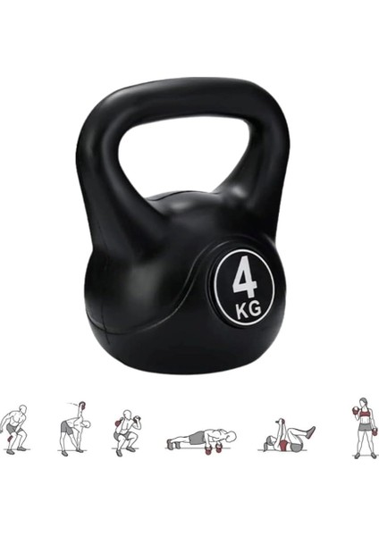 4 kg Kettlebell Çaydanlık Tipi Dambıl Ağırlık Siyah