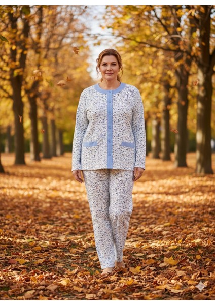 Yeni Ürün!!!iki Iplik Şardonlu Yüzde Yüz Pamuklu Kumaş Önden Açık Anne Pijama Takımı