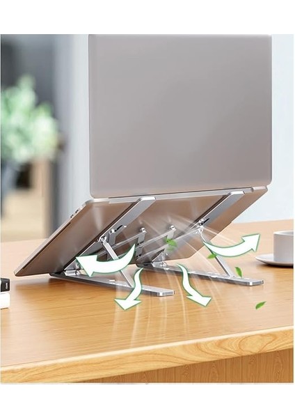 Notebook Standı 2in1 Katlanabilir Taşınabilir Folding Alüminyum Dizüstü Bilgisayar Standı Telefon Standlı 13 Kademeli indirimleri