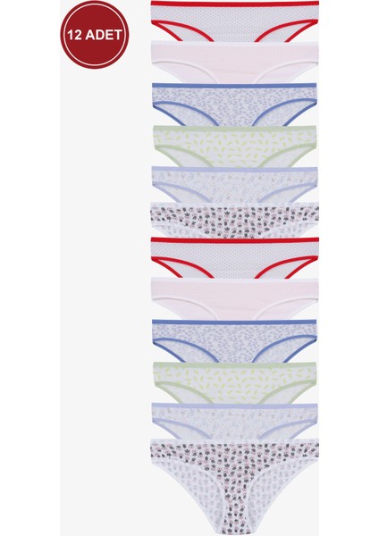 Kadın 12'li Pamuklu Desenli Külot