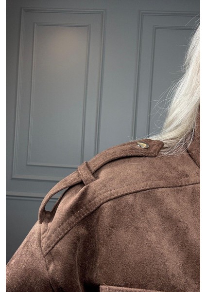 Kahverengi Yumuşak Dokulu Fermuarlı Kadın Bomber Ceket modelleri