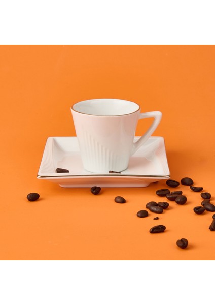 Begonvil 12 Parça Porselen Kahve Fincan Takımı - Beyaz - 80 ml modelleri