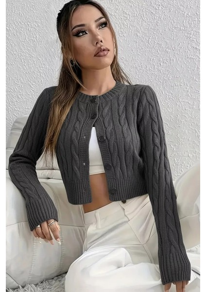 Örgü Desenli Kadın Triko Hırka (S,m,l Uyumludur) P-00018294