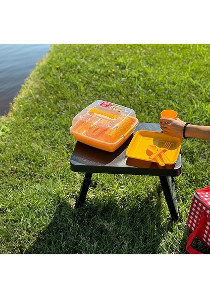 Piknik Seti, 6 Kişilik Piknik Seti, Taşıma Çantalı Piknik Seti, 32 Parça Piknik Seti, Pasta Börek Taşıma Kabı, Kamp Seti, Piknik Yemek Takımı (Sarı) modelleri