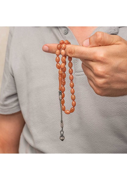 Gümüş Top Kazaz Püsküllü Sıkma Kehribar Tesbih fiyatları