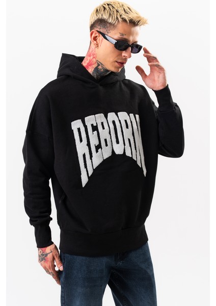 Erkek Siyah Sweatshirt Oversize Kapüşonlu modelleri