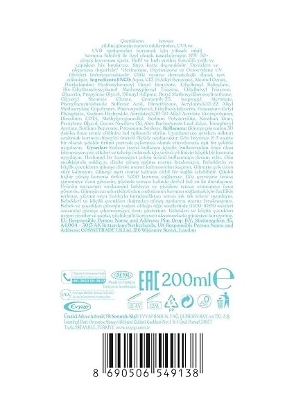 Arko Suncare Sprey Süt Güneş Kremi, Spf 50+, 200 Mililitre fiyatları