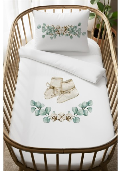 %100 Pamuk Anne Yanı 60X100 Beşik Nevresim Takımı