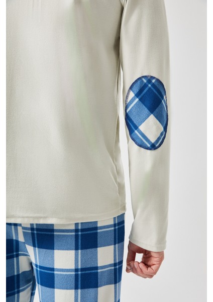 Erkek Pamuklu Uzun Kollu Yamalı Ekose Desenli Pijama Takımı fiyatları