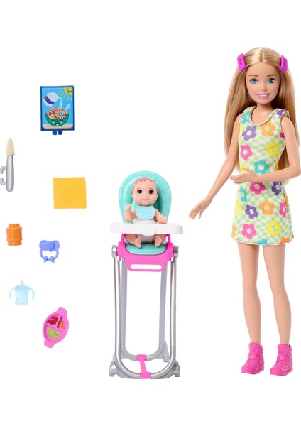 Aksesuarlarla Birlikte Gelen Skipper Bebek ve Oyun Seti, Yemek Zamanı Temalı Bebek Bakıcılığı Seti, Renk Değiştiren Oyuncak, HTK35